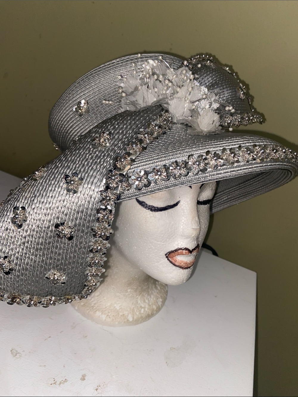 Beautiful Silver Dress Hat / Church Hat